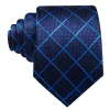 Barry. Wang Dark Blue Tie Light Blue Lines Checkered Necktie Set for Men sold by Barrywang