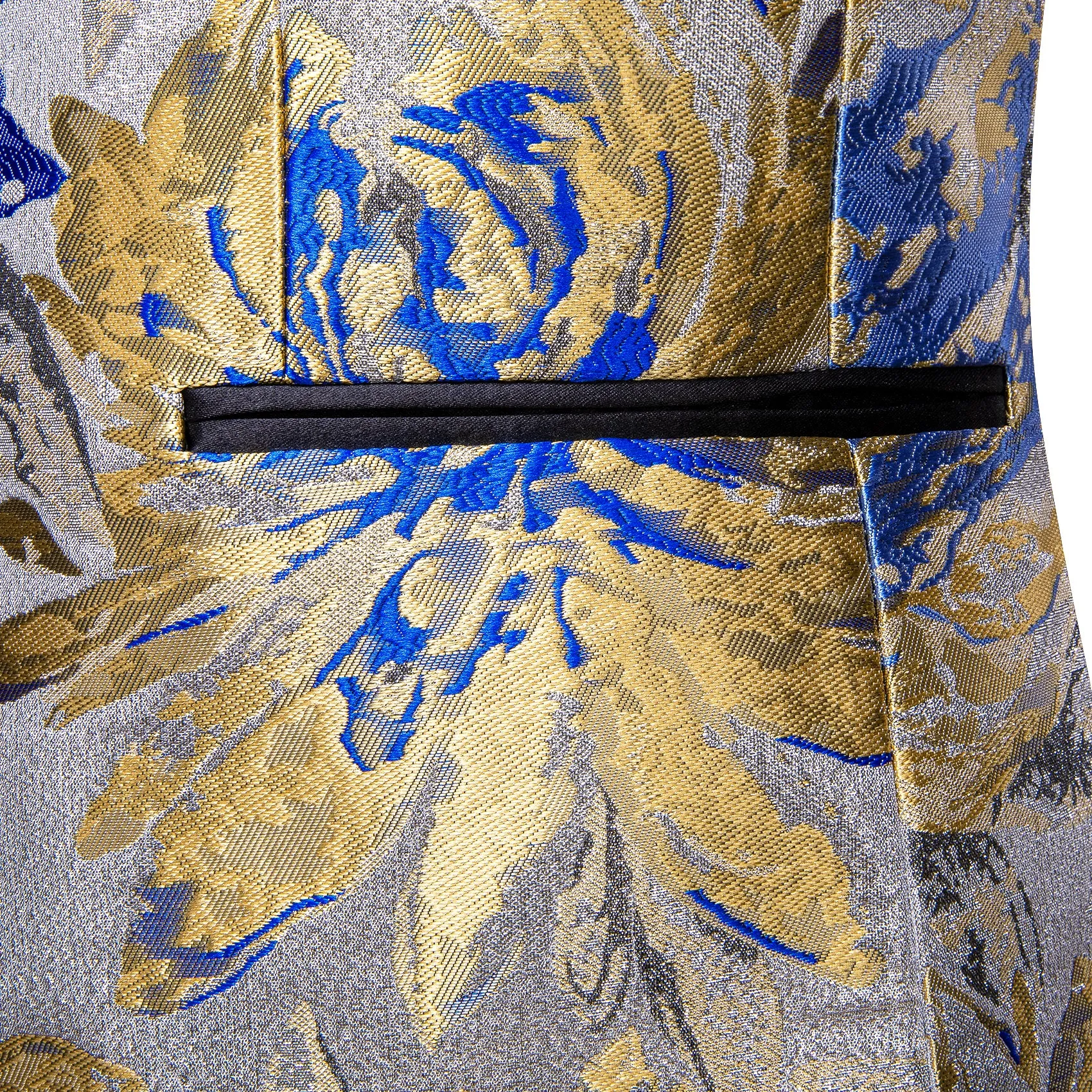 Barry. Wang Men's Suit Silver Blue Floral Shawl Collar Suit Jacket sold by Barrywang product image thumbnail 4