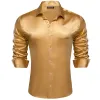 Barry Wang Gold Top Long Sleeve Men's Gold Solid Sstin Dress Shirt sold by Barrywang