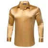 Barry Wang Gold Top Long Sleeve Men's Gold Solid Sstin Dress Shirt sold by Barrywang
