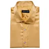 Barry Wang Gold Top Long Sleeve Men's Gold Solid Sstin Dress Shirt sold by Barrywang