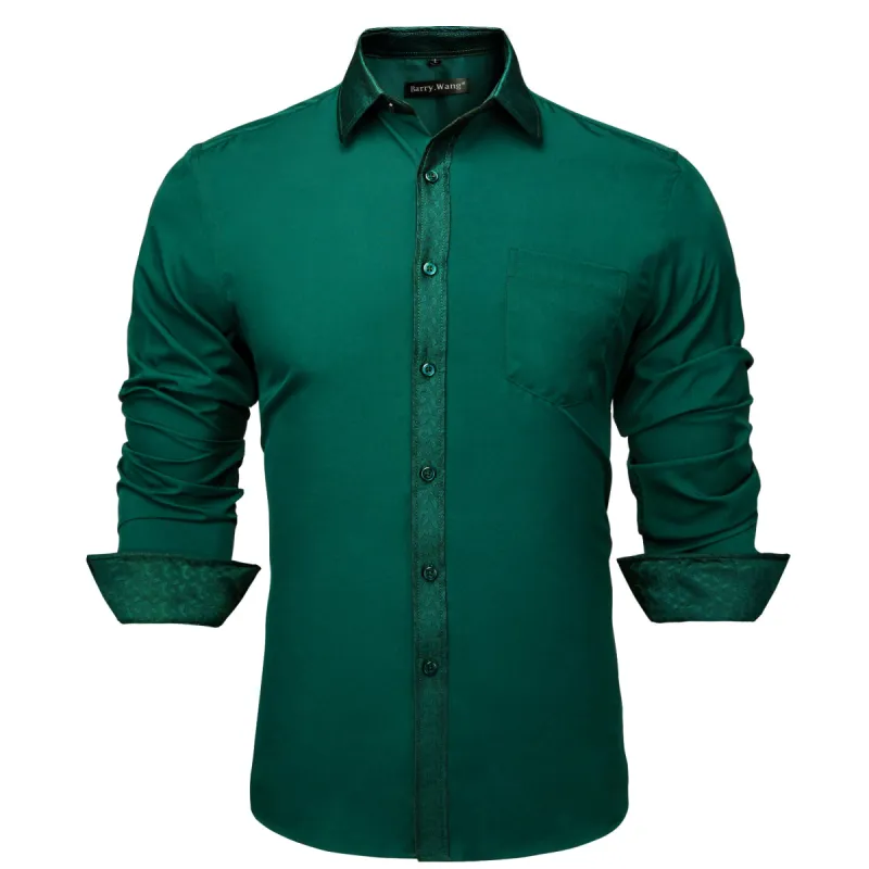 Barry.wang Fashion Green Splicing Men's Business Shirt sold by Barrywang