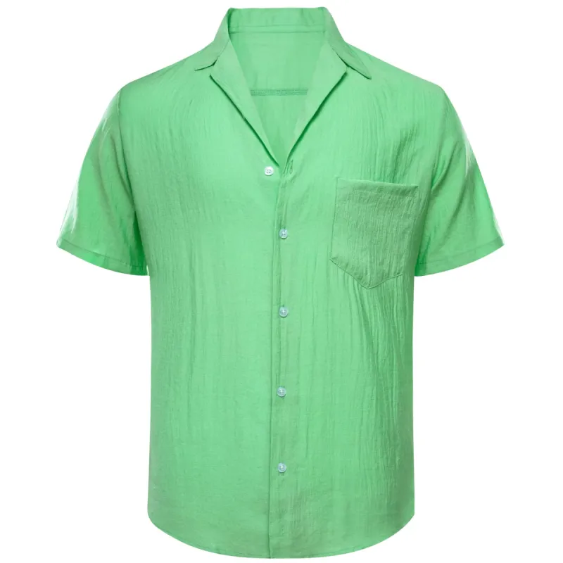 Barry Wang Light Green Mens Shirt Short Sleeves Winsdor Collar Shirt sold by Barrywang