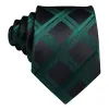 Barry. Wang Plaid Tie Black Dark Green Men's Silk Tie Hanky Cufflinks Set sold by Barrywang