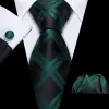 Barry. Wang Plaid Tie Black Dark Green Men's Silk Tie Hanky Cufflinks Set sold by Barrywang