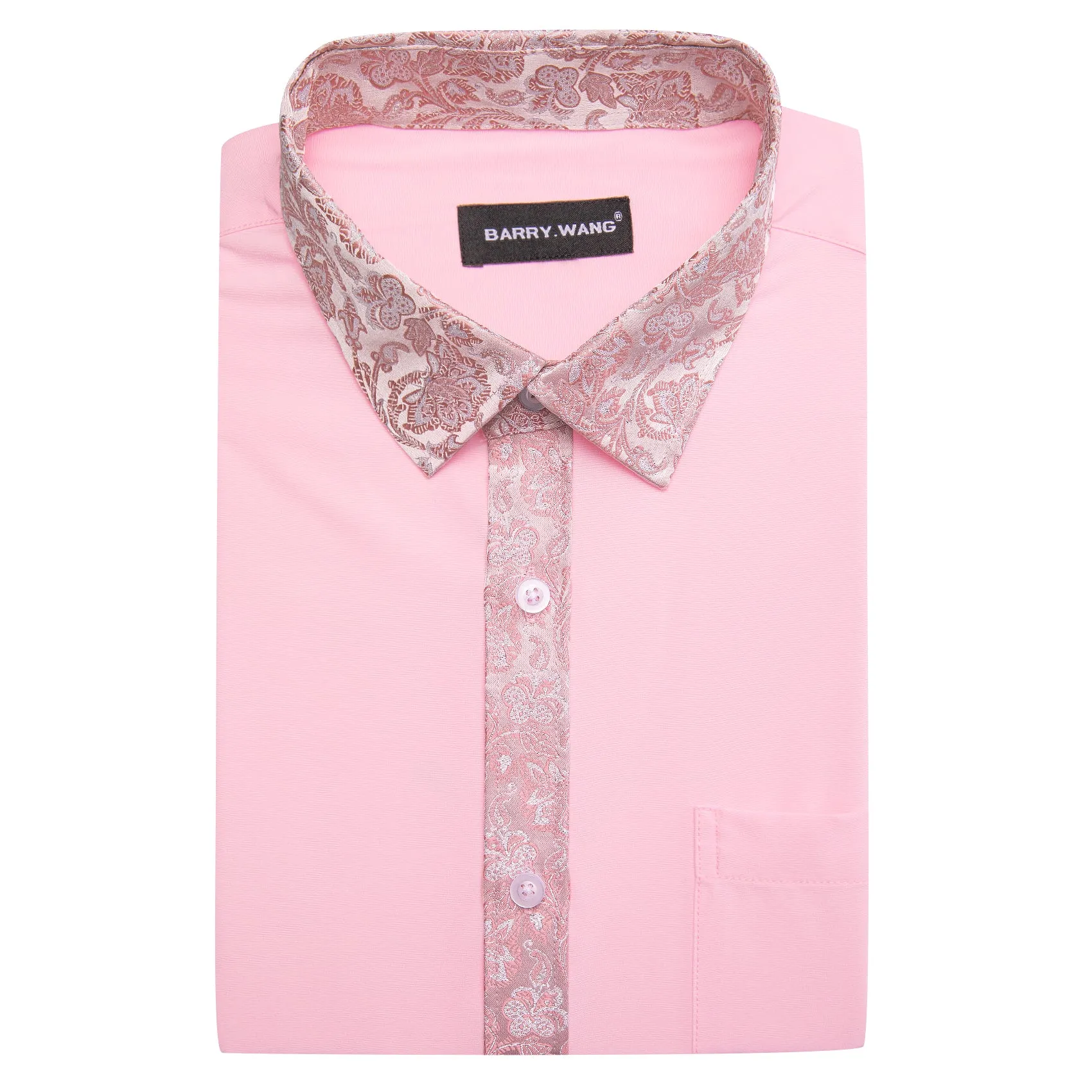 Barry.wang Pink Splicing Men's Business Shirt sold by Barrywang product image thumbnail 3