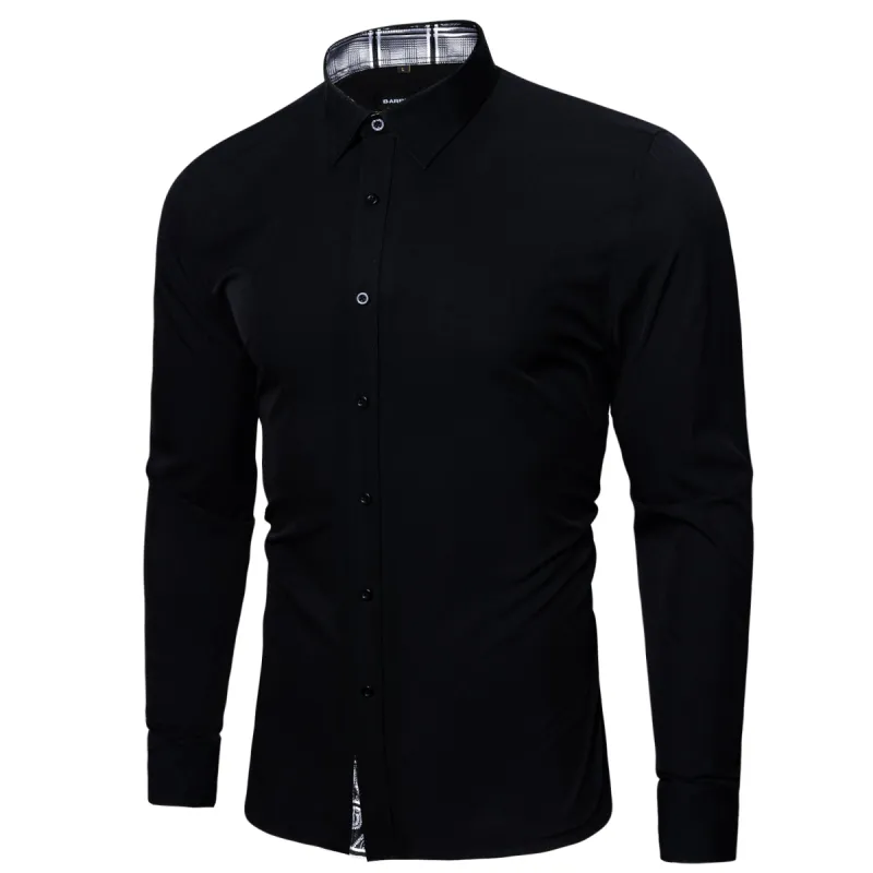 Barry.wang Fromal Black White Splicing Men's Shirt sold by Barrywang
