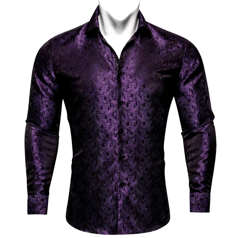Barry.wang Luxury Amaranth Purpley Paisle Silk Shirt sold by Barrywang
