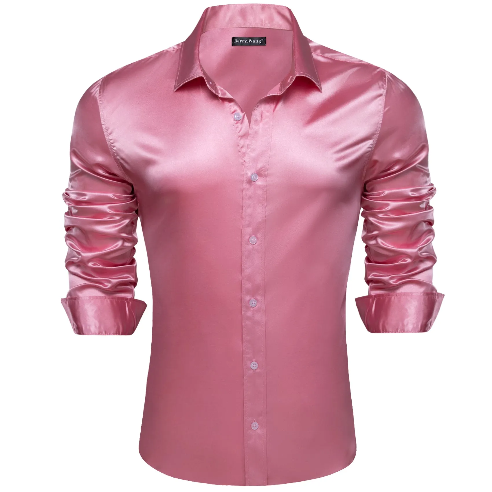 Barry. Wang Pale Violet Red Solid Silk Shirt sold by Barrywang product image thumbnail 3