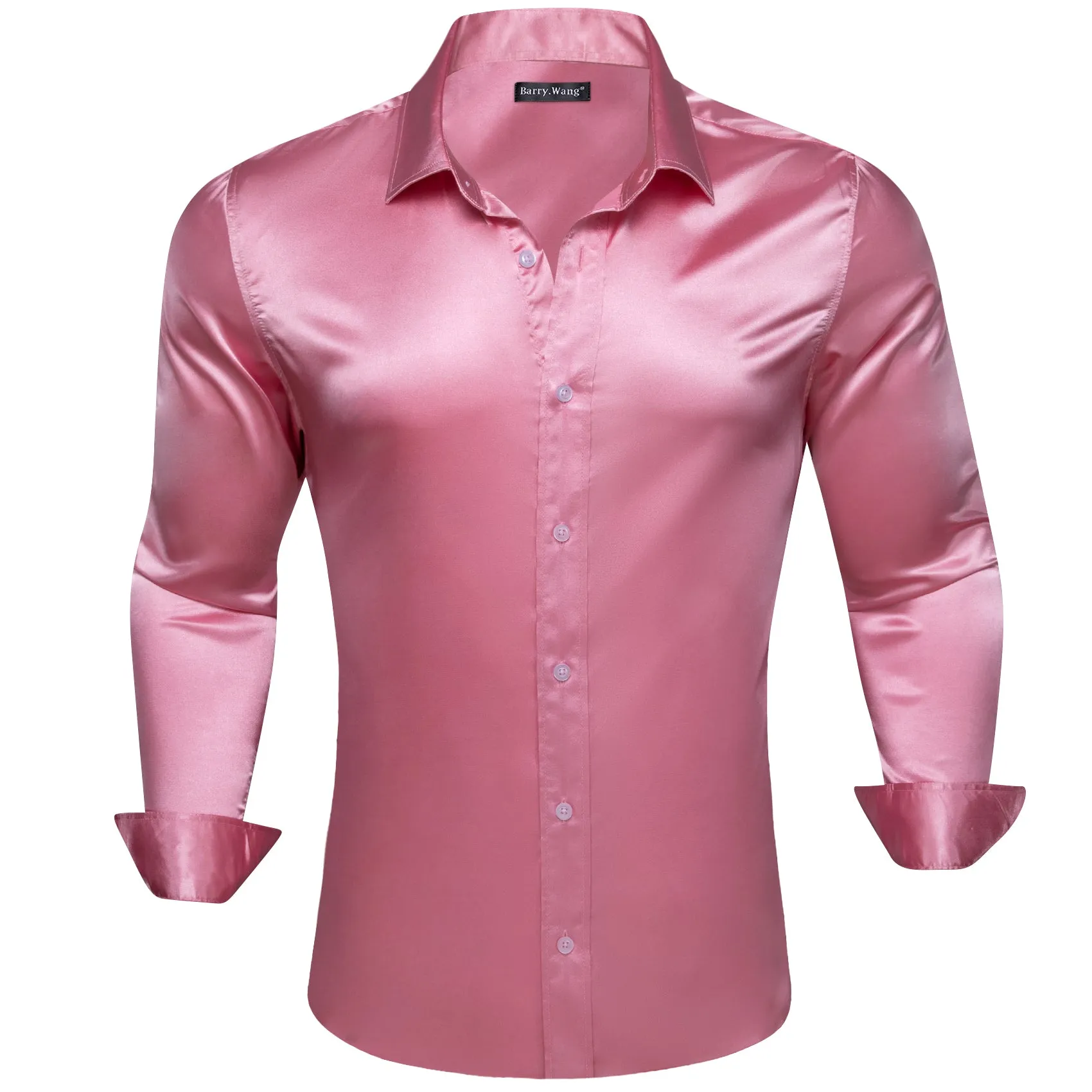 Barry. Wang Pale Violet Red Solid Silk Shirt sold by Barrywang product image thumbnail 2