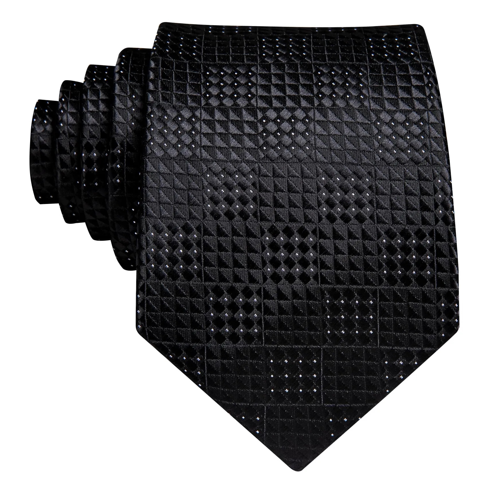 Barry Wang Black Jacquard Tie White Polka Dots Men's Geometric Tie Set sold by Barrywang product image thumbnail 4