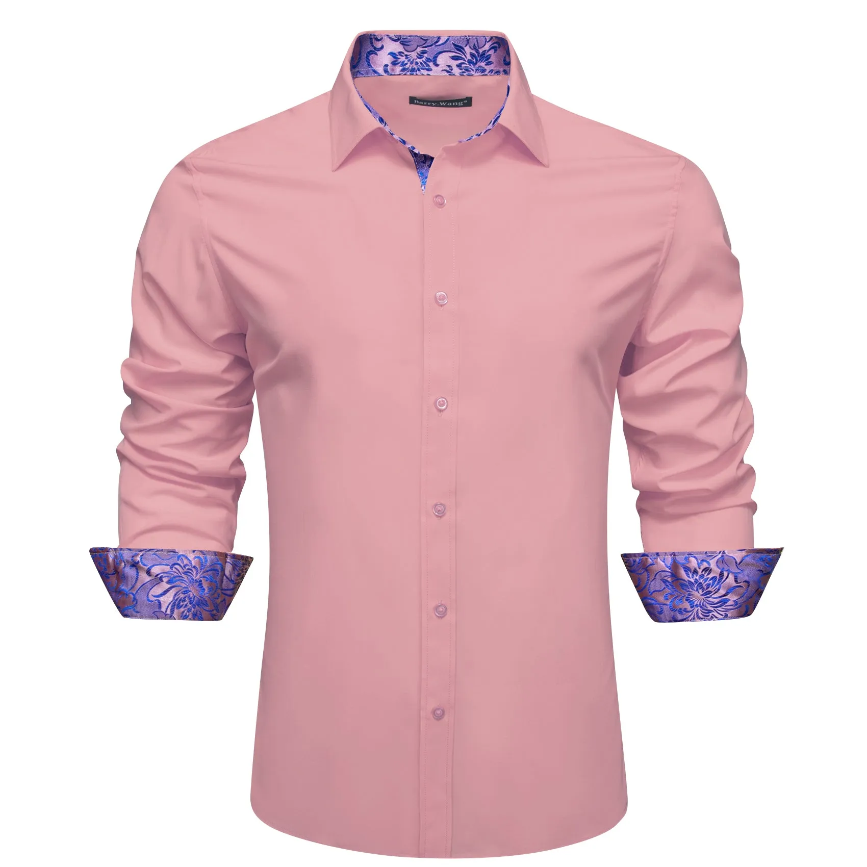 Barry.wang Formal Pink Purple Splicing Men's Business Shirt sold by Barrywang