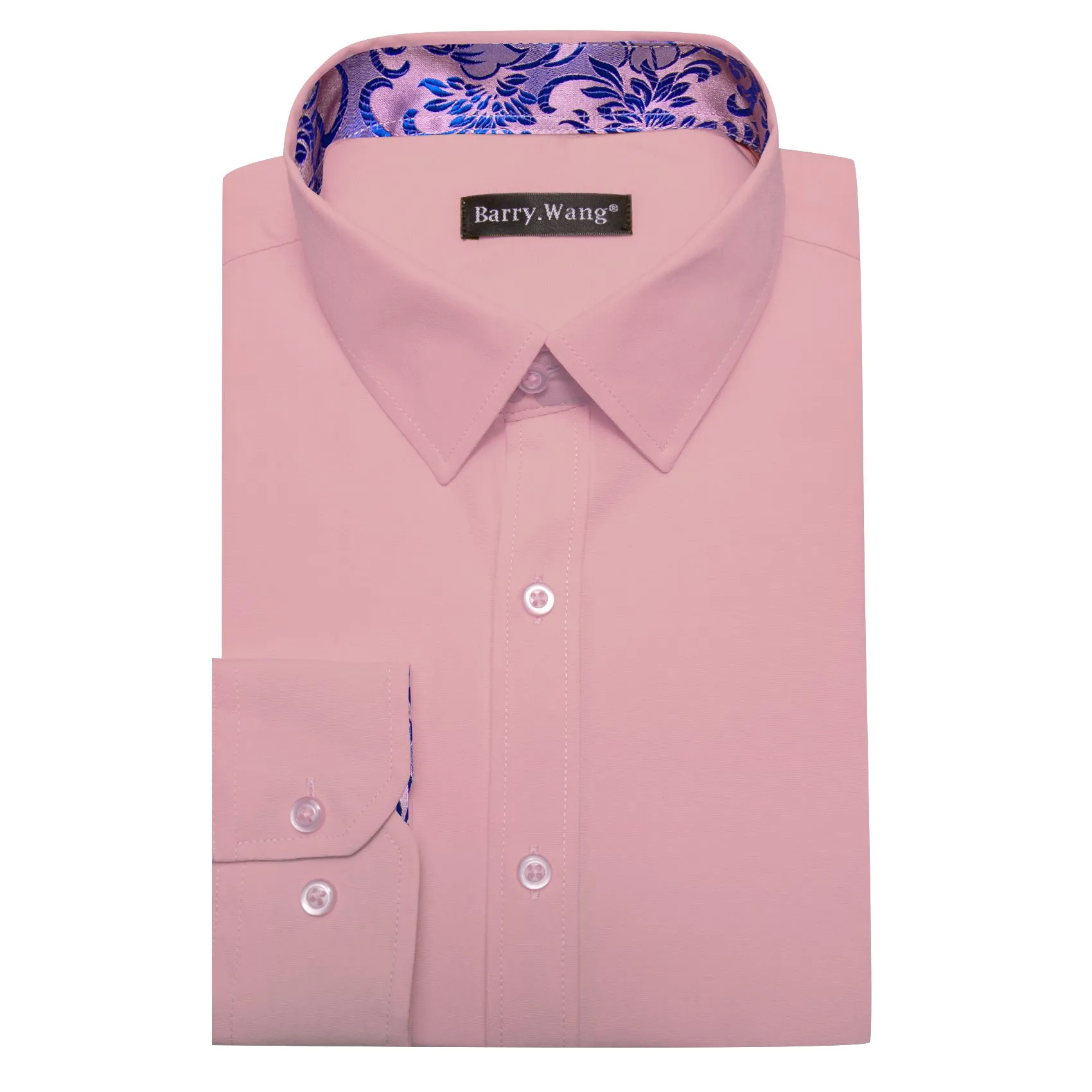 Barry.wang Formal Pink Purple Splicing Men's Business Shirt sold by Barrywang product image thumbnail 4