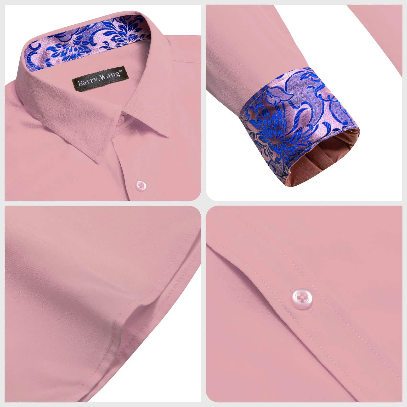 Barry.wang Formal Pink Purple Splicing Men's Business Shirt sold by Barrywang product image thumbnail 5