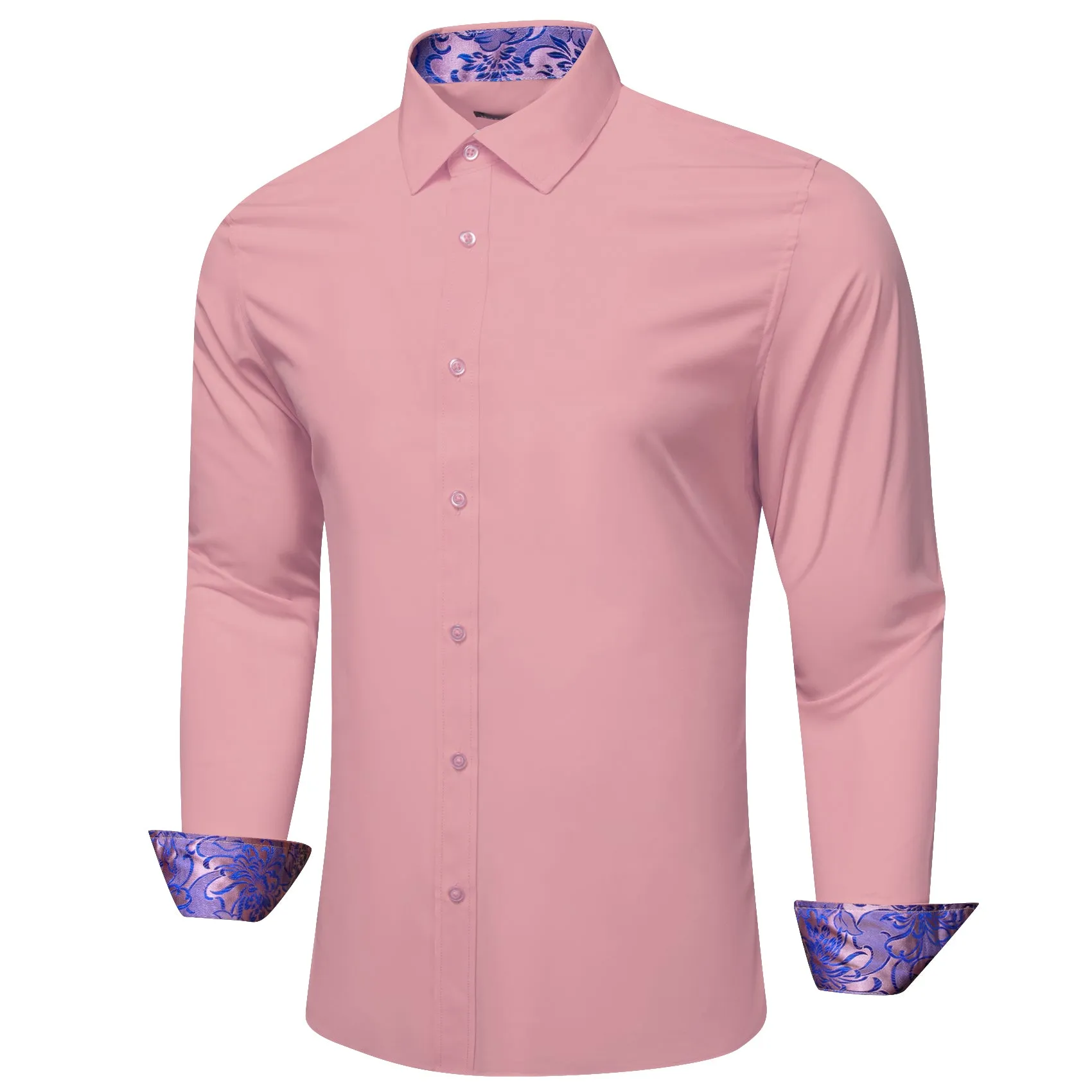 Barry.wang Formal Pink Purple Splicing Men's Business Shirt sold by Barrywang product image thumbnail 2