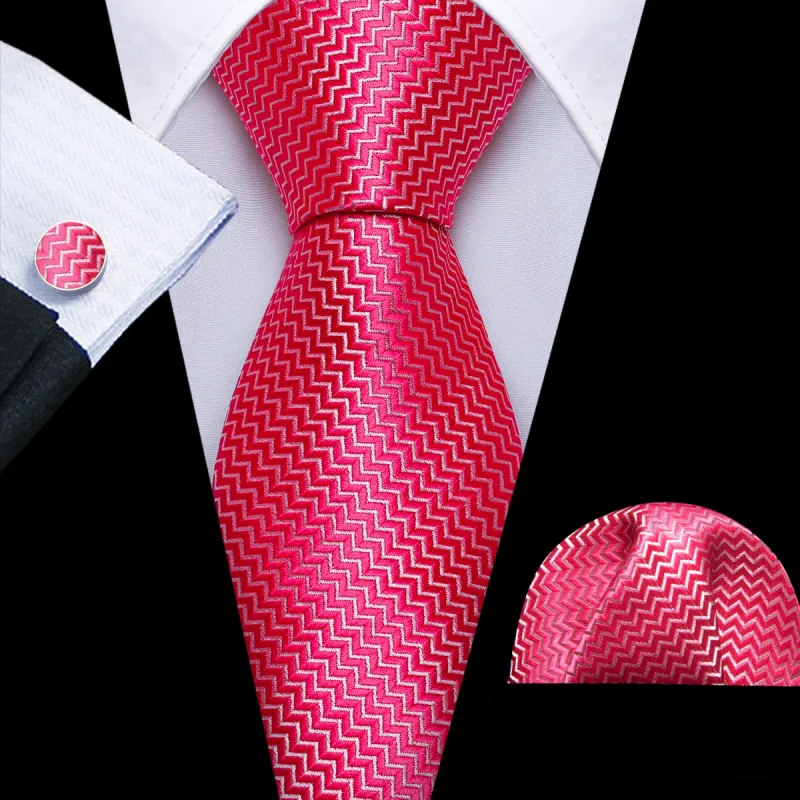Barry Wang Red Ties Rose Red Tie Ripple 63 Inches Extra Long Tie Set sold by Barrywang