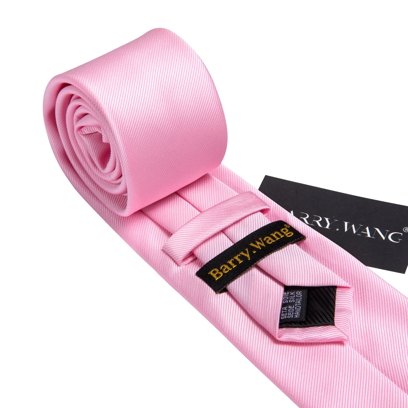Barry Wang Beautiful Pink Solid Silk Tie Pocket Square Cufflinks Set sold by Barrywang product image thumbnail 5