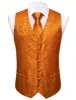 Barry Wang Orange Paisley Wedding Vest V-Neck Mens Silk Suit Waistcoat sold by Barrywang