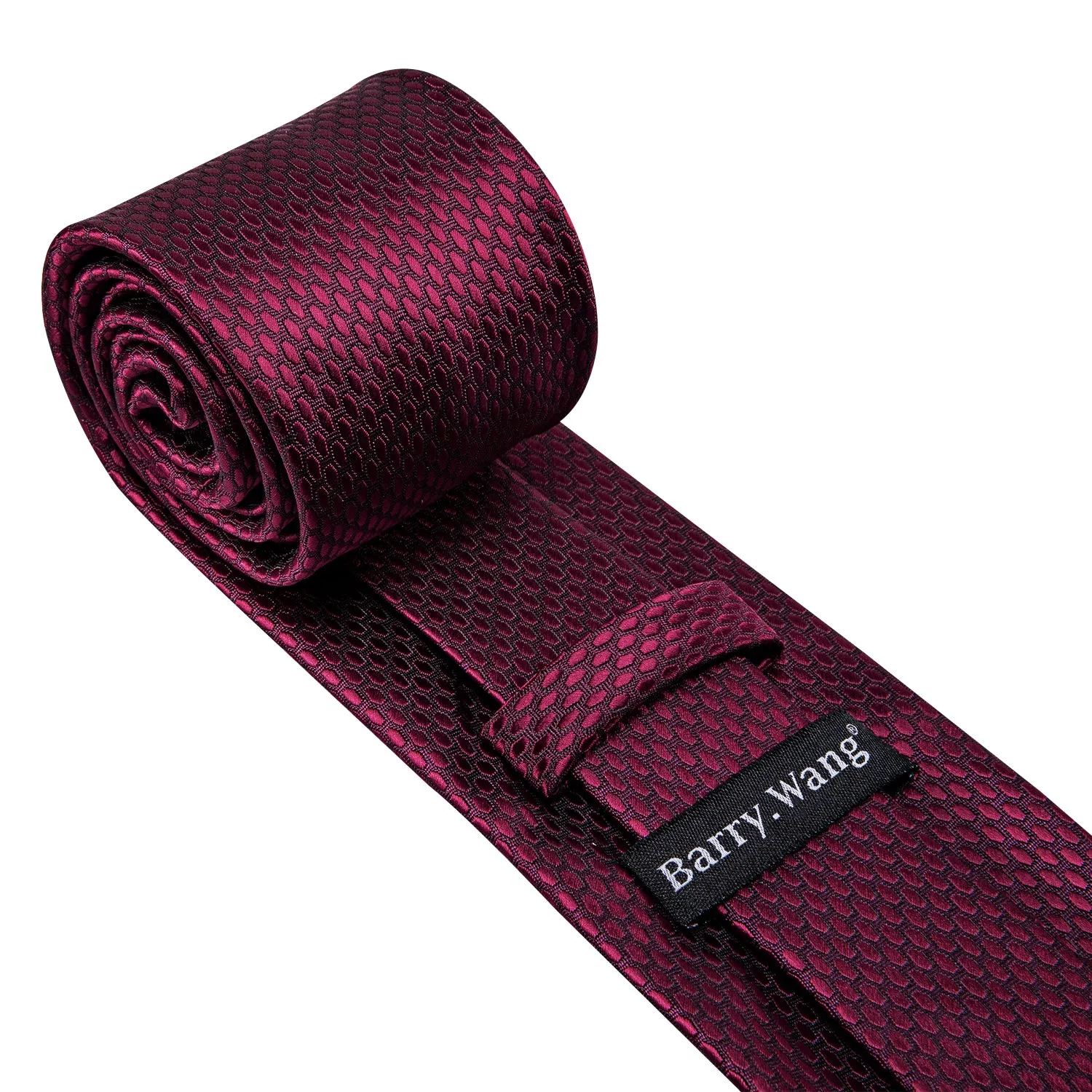 Barry. Wang Red Tie Navy-Blue Geometric Polka Dot Tie Pocket Square Cufflinks Set sold by Barrywang product image thumbnail 5