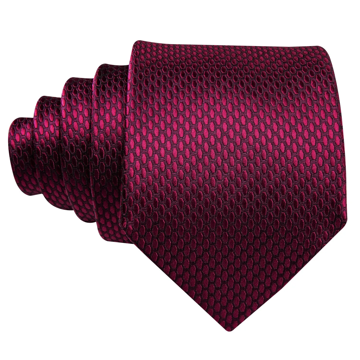 Barry. Wang Red Tie Navy-Blue Geometric Polka Dot Tie Pocket Square Cufflinks Set sold by Barrywang product image thumbnail 4