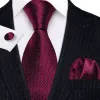Barry.wang Red Tie  Navy-Blue Geometric Polka Dot Tie Pocket Square Cufflinks Set sold by Barrywang