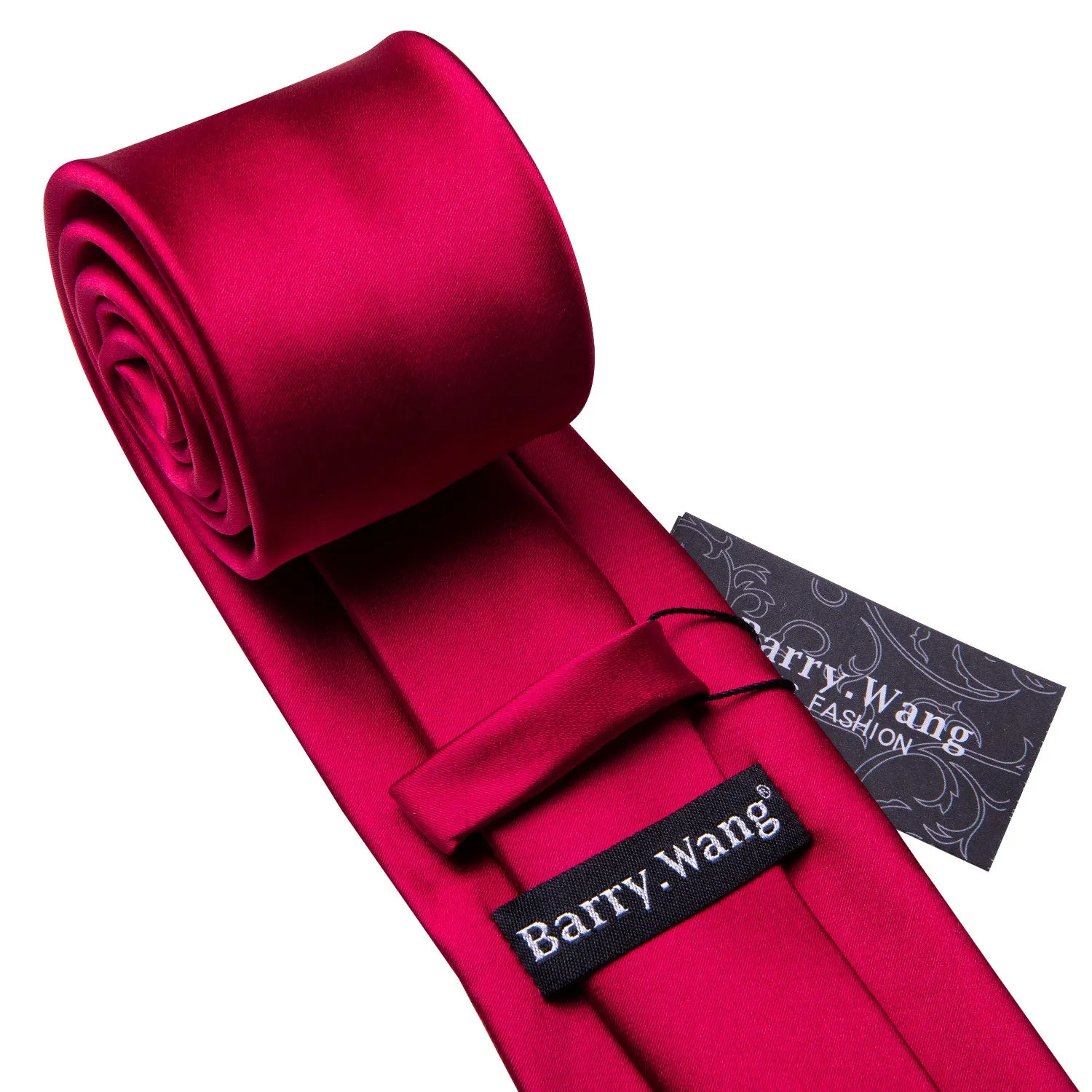 Barry. Wang Satin Necktie Solid Red Necktie Handkerchief Cufflinks Set sold by Barrywang product image thumbnail 5