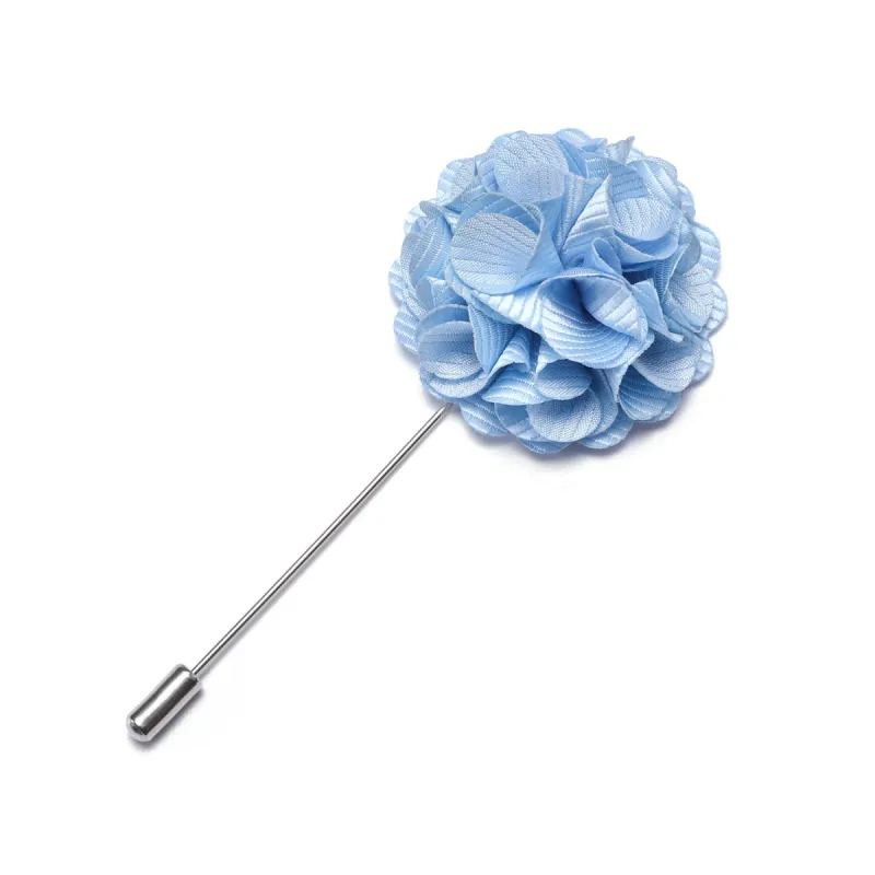 Barry. Wang Wedding Brooch Men Fashion Light Blue Flower Lapel Pin sold by Barrywang