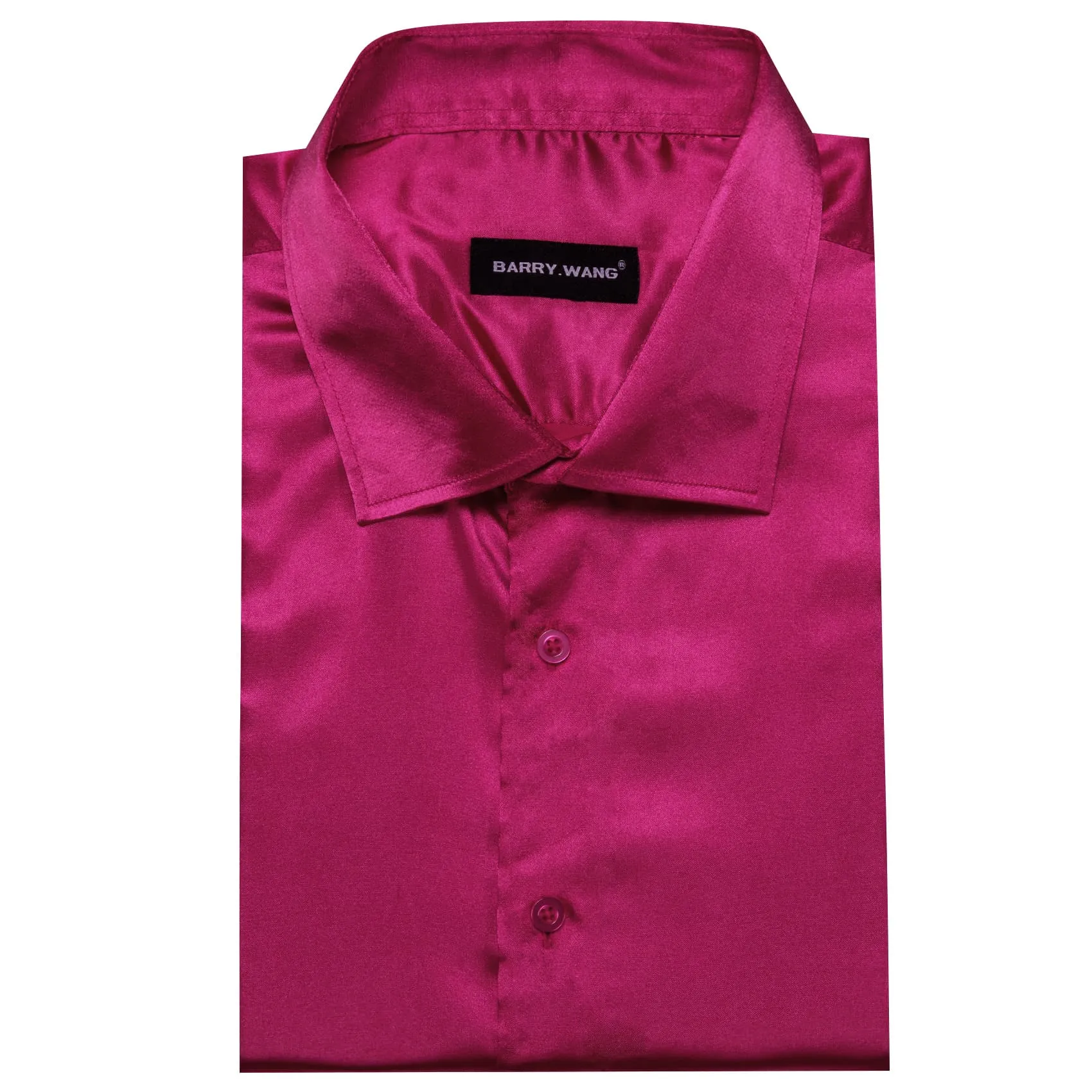 Barry Wang Deep Hot Pink Shirts Solid Long Sleeve Mens Dress Shirt sold by Barrywang product image thumbnail 4