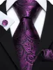 Barry Wang Luxury Purple Men Black Silk Tie Handkerchief Cufflinks Set sold by Barrywang