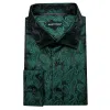 Barry Wang Men's Button Up Shirt Dark Green Paisley Long Sleeve Shirt sold by Barrywang