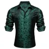 Barry Wang Men's Button Up Shirt Dark Green Paisley Long Sleeve Shirt sold by Barrywang