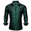 Barry Wang Men's Button Up Shirt Dark Green Paisley Long Sleeve Shirt sold by Barrywang