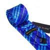 Barry Wang Bright Blue Striped Silk Tie Pocket Square Cufflinks Set sold by Barrywang