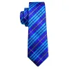 Barry Wang Bright Blue Striped Silk Tie Pocket Square Cufflinks Set sold by Barrywang