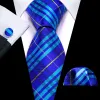 Barry Wang Bright Blue Striped Silk Tie Pocket Square Cufflinks Set sold by Barrywang