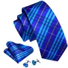 Barry Wang Bright Blue Striped Silk Tie Pocket Square Cufflinks Set sold by Barrywang