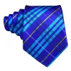 Barry Wang Bright Blue Striped Silk Tie Pocket Square Cufflinks Set sold by Barrywang