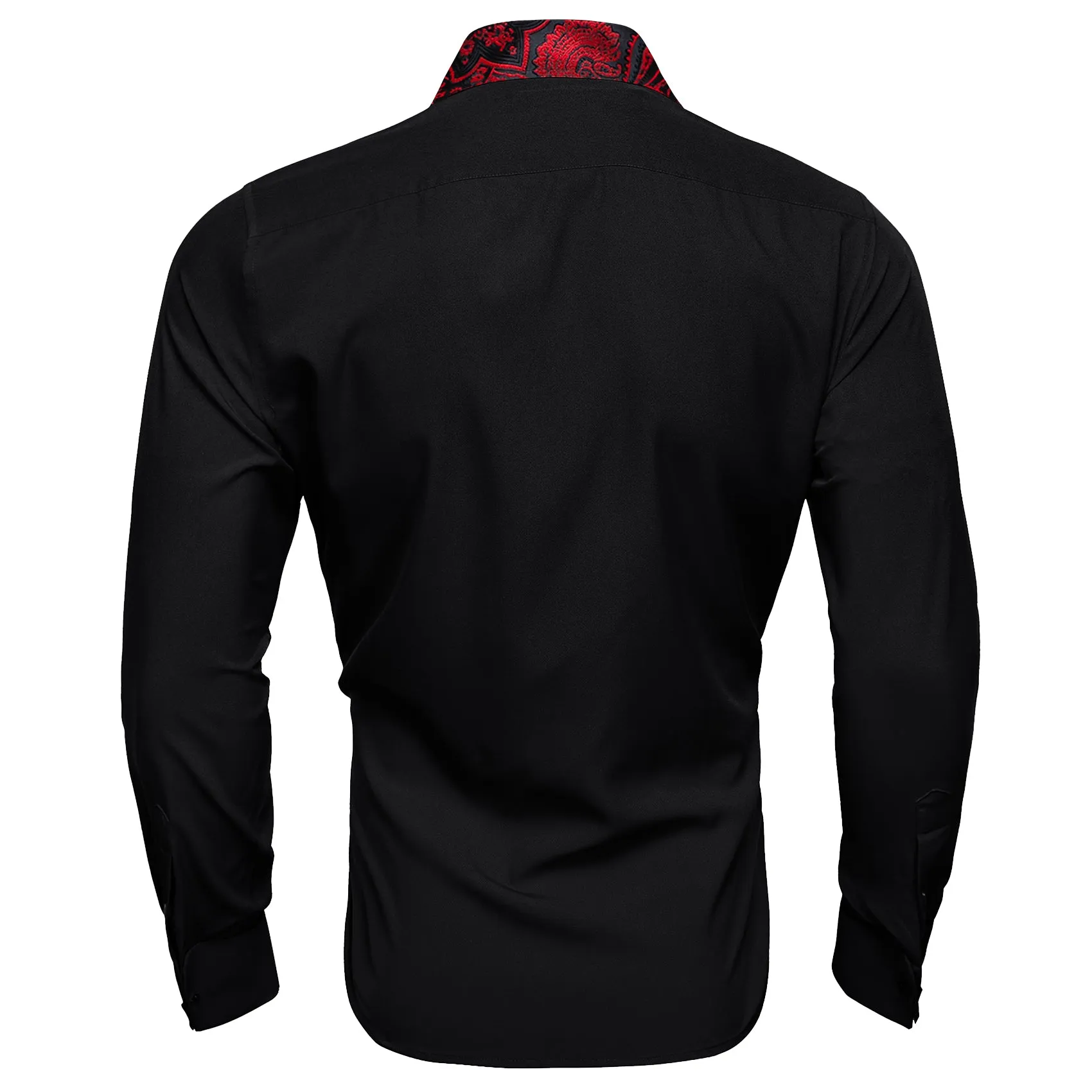 Barry.wang Black Red Splicing Men's Business Shirt sold by Barrywang product image thumbnail 5