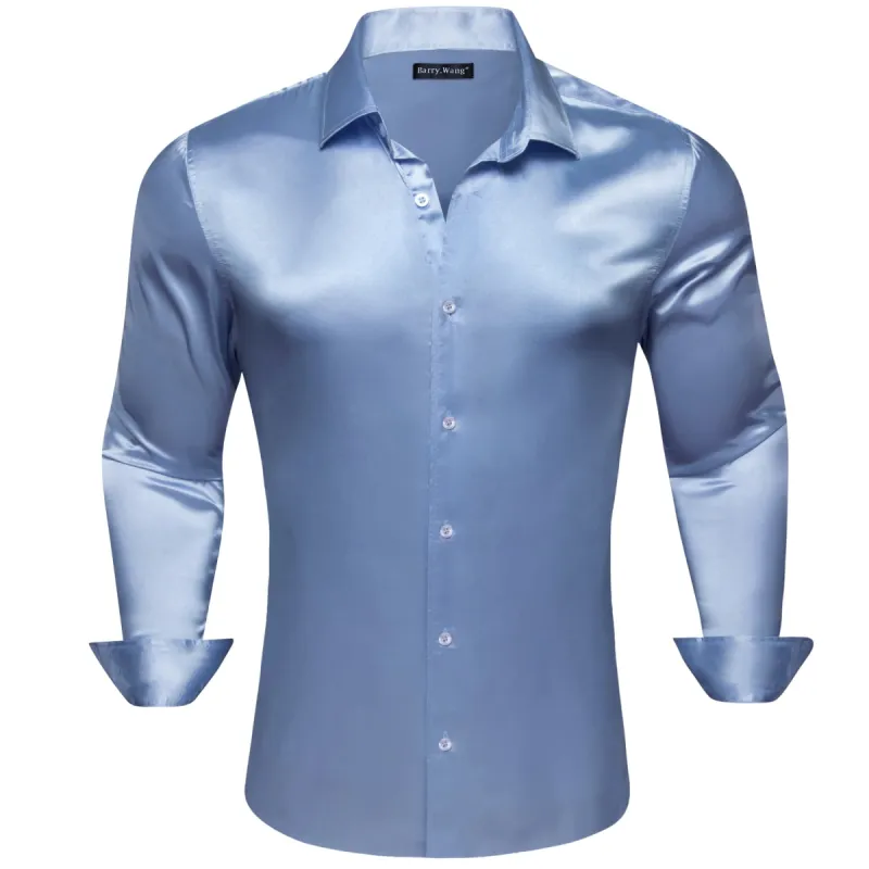 Barry. Wang Light Brown Golden Shirts Solid Long Sleeve Men Dress Shirt sold by Barrywang