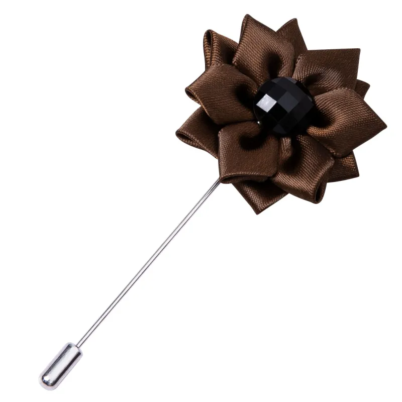 Barry Wang Accessories Novelty Brown Floral Lapel Pin Men's Brooch sold by Barrywang