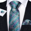 Barry Wang Shining Blue Purple Paisley Tie Handkerchief Cufflinks Set sold by Barrywang