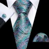 Barry Wang Shining Blue Purple Paisley Tie Handkerchief Cufflinks Set sold by Barrywang