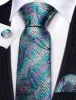 Barry Wang Shining Blue Purple Paisley Tie Handkerchief Cufflinks Set sold by Barrywang