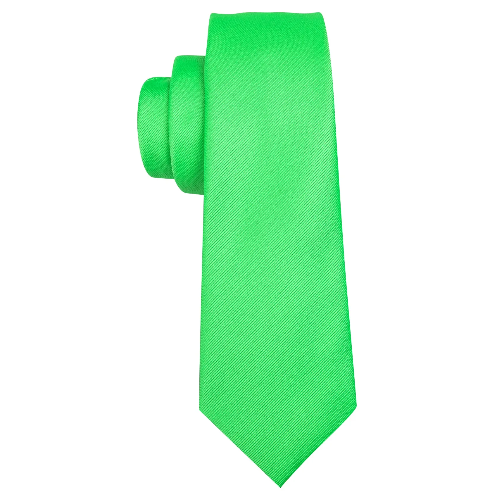 Barry Wang Bright Lime Green Solid Silk Tie Handkerchief Cufflinks Set sold by Barrywang product image thumbnail 4