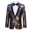 Men's Dress Party Blue Brown Flower Suit Jacket Slim One Button Stylish Blazer sold by Barrywang