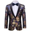 Men's Dress Party Blue Brown Flower Suit Jacket Slim One Button Stylish Blazer sold by Barrywang