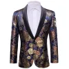 Men's Dress Party Blue Brown Flower Suit Jacket Slim One Button Stylish Blazer sold by Barrywang