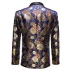 Men's Dress Party Blue Brown Flower Suit Jacket Slim One Button Stylish Blazer sold by Barrywang