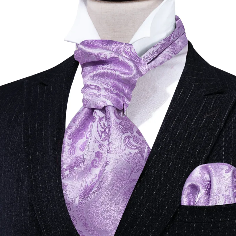 Purple Paisley Silk Ascot Handkerchief Cufflinks sold by Barrywang
