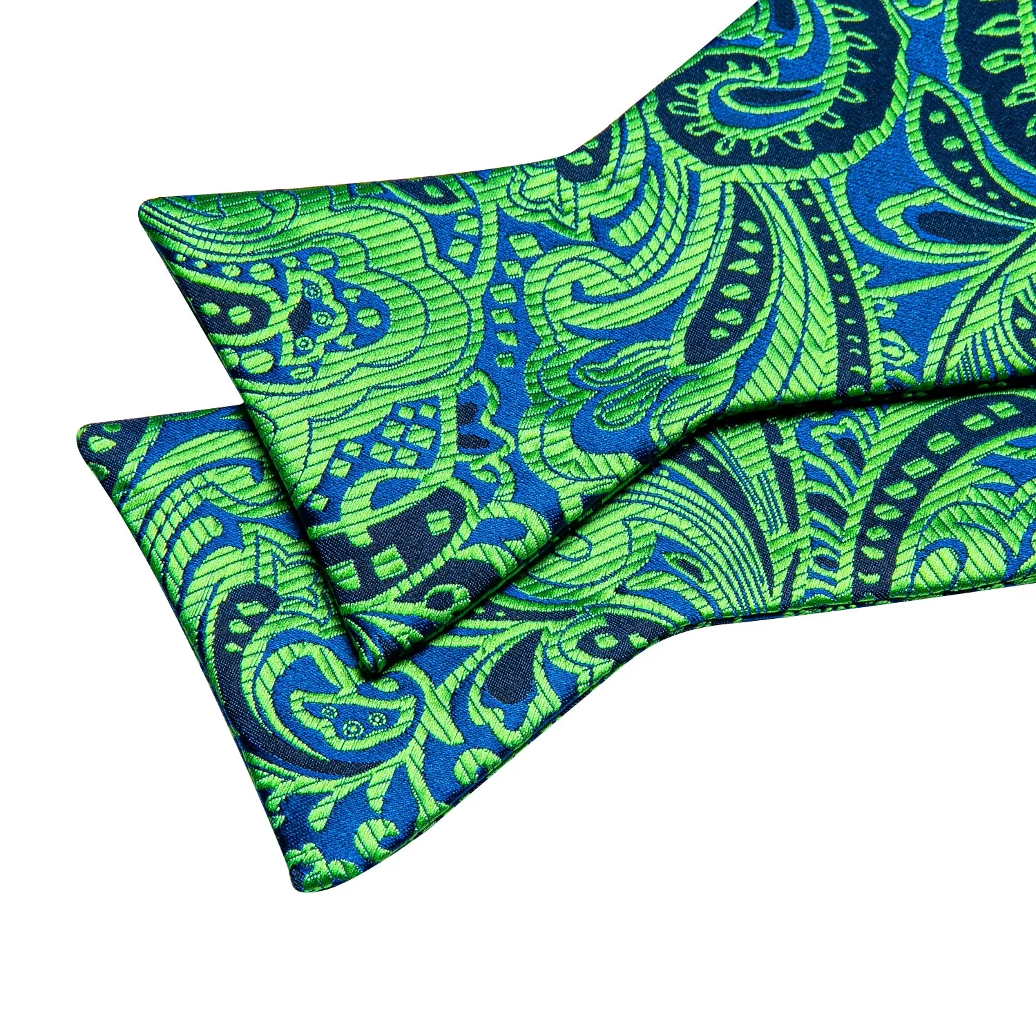 Barry. Wang Floral Tie Green Navy Paisley Bow Tie Hanky Cufflinks Set sold by Barrywang product image thumbnail 5